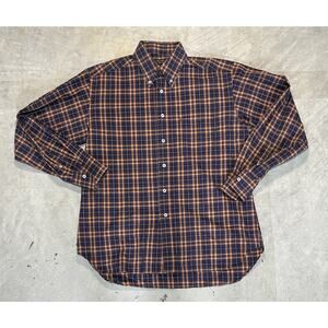 BILLY REID Orange/Brown Plaid Button Down Tuscumbia Shirt Men's Size XL